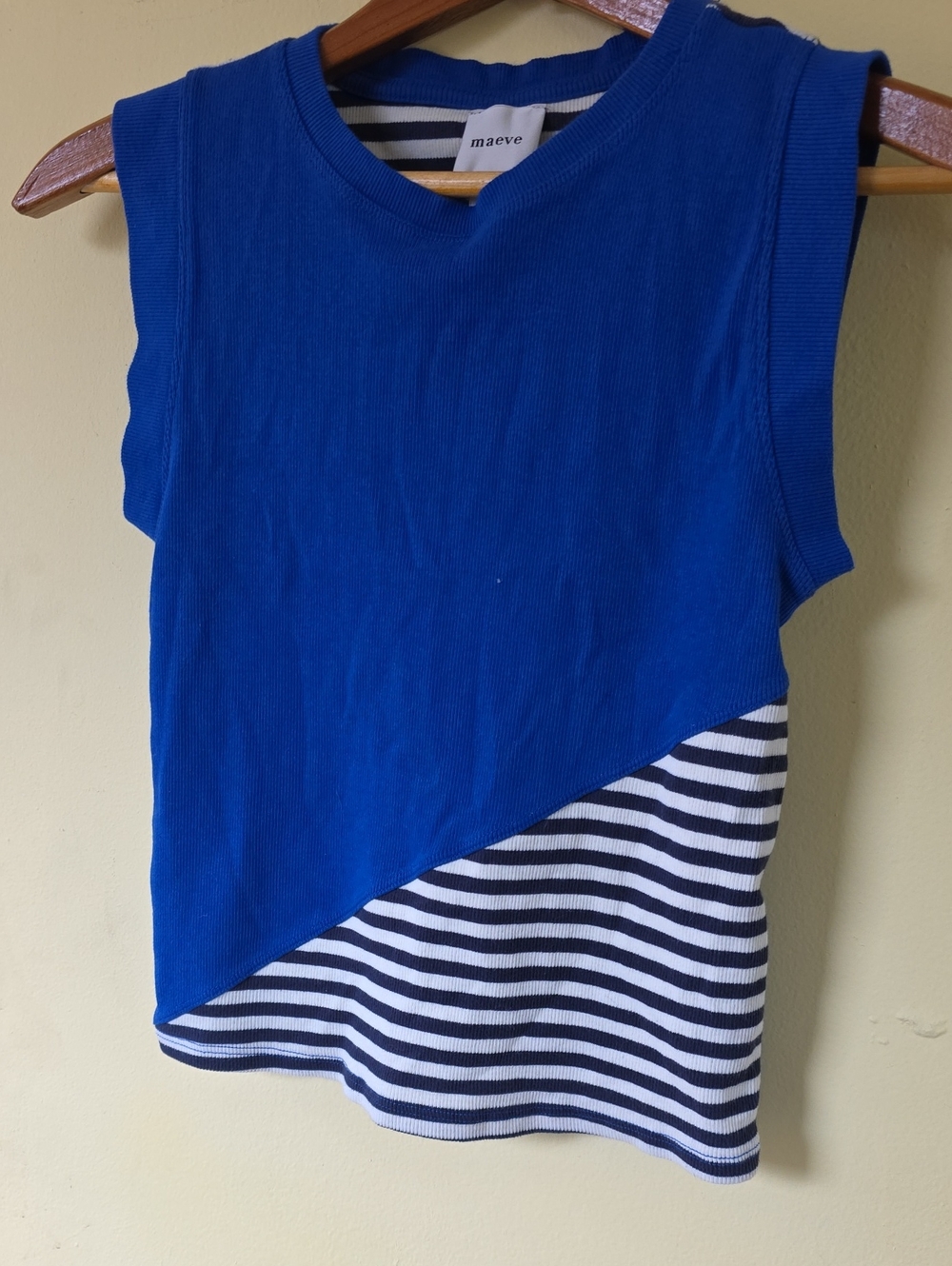 Maeve Blue Striped Layered Tank Top